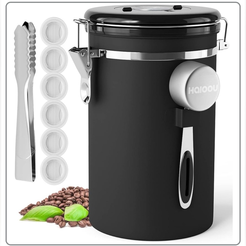 Airtight Coffee Canister,22OZ Large Stainless Steel Coffee Bean Container